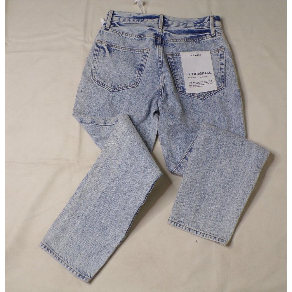 🆕 FRAME Le Original High Rise Straight Leg Button Fly Jeans Richlake Blue Sz 24 - Picture 14 of 15